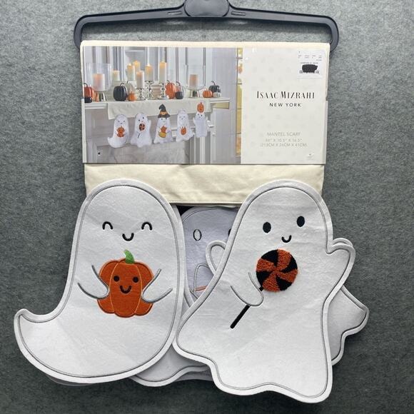 NWT Isaac Mizrahi Mantel Scarf Halloween Ghosts Banner Decor Pumpkin Candy Corn - Picture 1 of 6